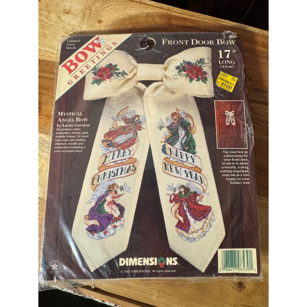 Dimensions Bow Greetings Front Door Magical Angels SEALED 1997 Cross Stitch 8539